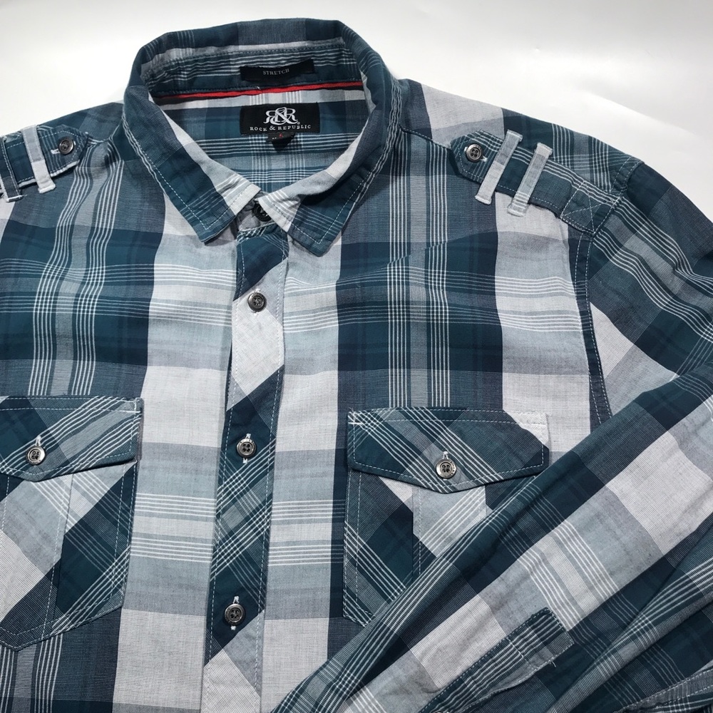 Rock & Republic mens plaid button shirt